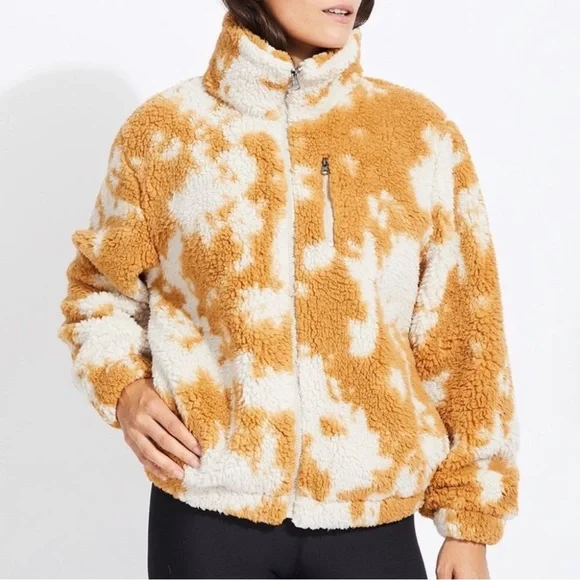 Betsy Johnson Performance Teddy Bear Jacket Woman’s Size Small Tan and Cream - Picture 8 of 12